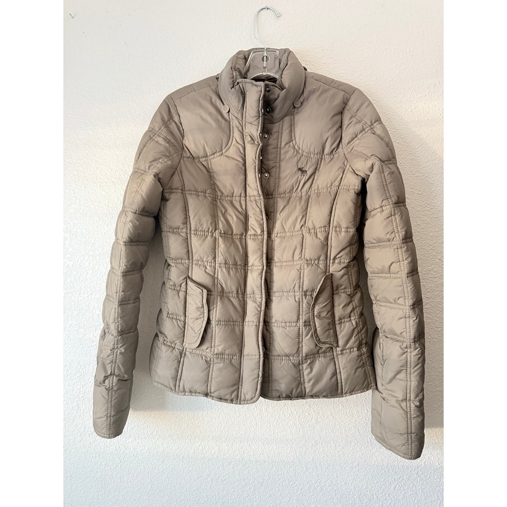 Abercrombie Fitch Quilted Puffer Jacket Down Feather Snap Button/Zipper Size S - Picture 2 of 10